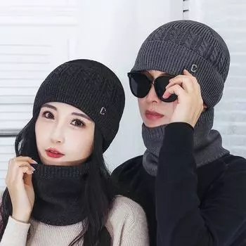 Женская и мужская зимняя шерстяная шапка, утепленная, для защиты ушей, ветрозащитная, вязаная, для катания на лыжах темно-серого