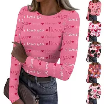 Женская и зимняя футболка с тонким низом, модная повседневная футболка с градиентным принтом и круглым вырезом, пуловер с длинным рукавом XXL