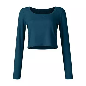Женская и зимняя футболка с тонким низом, модный повседневный свитер с круглым вырезом и градиентом, длинный рукав L тёмно-синий