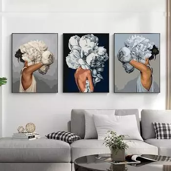 Женская картина с цветами, современная абстрактная настенная печать на холсте, художественный постер, причудливая простая картина для гостиной, домашний декор, Cuadros 21x30cm No Framed