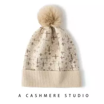 Женская кашемировая шапка, Qinghe кашемир, 100% кашемир, осенне-зимняя шапка, теплая, модная, бежевый