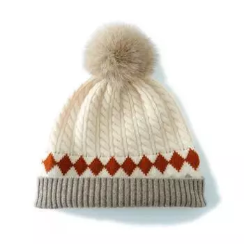 Женская кашемировая шапка Qinghe кашемир 30% кашемир 70% шерсть Женский осенне-зимний кашемировый платок мягкий и теплый бежевый