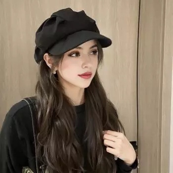 Женская кепка газетчика, регулируемый козырек, берет, шляпа на все времена, дышащая, остроконечная шляпа, женская, для девочек, винтажная, повседневная, шляпа газетчика, таксиста чёрный