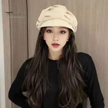 Женская кепка газетчика, регулируемый козырек, берет, шляпа на все времена, дышащая, остроконечная шляпа, женская, для девочек, винтажная, повседневная, шляпа газетчика, таксиста бежевый