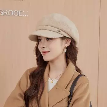 Женская кепка газетчика с манжетами, берет, винтажная восьмиугольная шляпа, мешковатая шляпа художника для улицы, шапки-бини для женщин average size чёрный