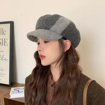 Женская кепка газетчика, теплая козырьковая шапка-берет, удобная модная винтажная кепка таксиста для женщин и девочек, шапки-бини для женщин average size чёрный