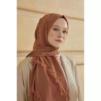 Женская кисточка Детальная шаль Фуля Молочно-коричневая