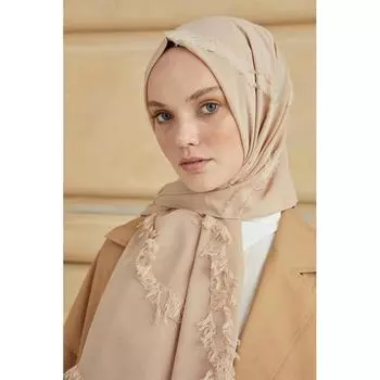 Женская кисточка с детальной отделкой Fulya Shawl Beige
