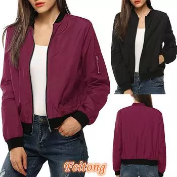 Женская классическая стеганая куртка Feitong, короткая куртка-бомбер, пальто