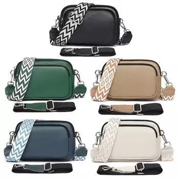 Женская классическая сумка через плечо, элегантный кошелек для монет и ключей, много карманов, натуральная кожа, широкий регулируемый ремень, повседневная сумка с 2 ремнями хаки