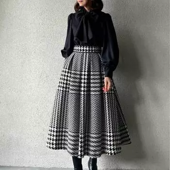Женская клетчатая грубая имитация женской юбки-качалки Xiaoxiangfeng, модная утолщенная юбка S