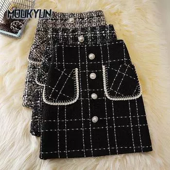 Женская клетчатая полосатая короткая юбка повседневные женские корейские юбки S