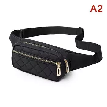 Женская клетчатая поясная сумка Женская холщовая водонепроницаемая поясная сумка Дизайнерская сумка через плечо на грудь Женская поясная сумка чёрный
