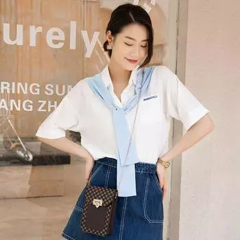 Женская клетчатая сумка с принтом для мобильного телефона, трендовая ниша, мини-рюкзак с нулевым кошельком, сумка через плечо one size жёлтый