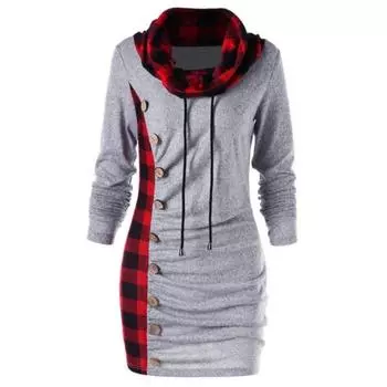 Женская клетчатая толстовка с длинным рукавом на пуговицах 3XL