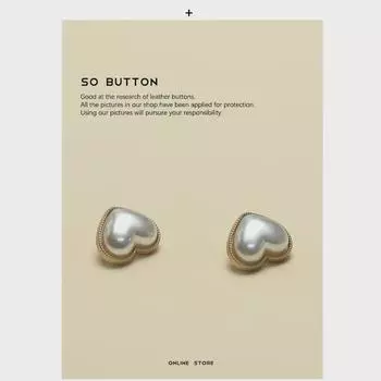 Женская кофта-свитер Yisen Pearl Heart Button с металлической пуговицей в форме сердца Heart Pearl Mist Gold 11.5mm