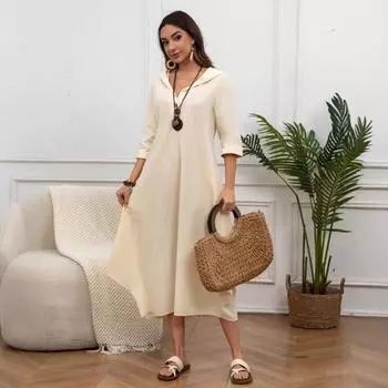 Женская коллекция весна-лето повседневная. Платье-шляпа с длинными рукавами. S чёрный