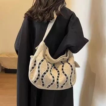 Женская контрастная вельветовая сумка через плечо через плечо чёрный