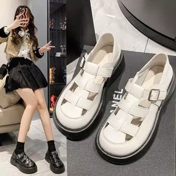 Женская корейская новая весенне-летняя женская обувь Сандалии на плоской подошве с закрытым носком Женская римская обувь Женская оптовая продажа Женская обувь 35