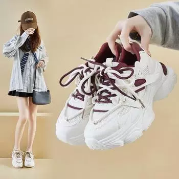 «Женская корейская обувь для пап 2025 года»: Весенние спортивные повседневные кроссовки на толстой подошве, увеличивающие рост G27 37