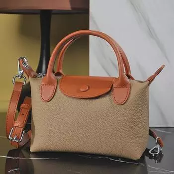 Женская корейская сумка-мессенджер Dumpling 2025 года — высококачественная натуральная кожа, универсальный стиль сумки и сумки-мессенджера оранжевый