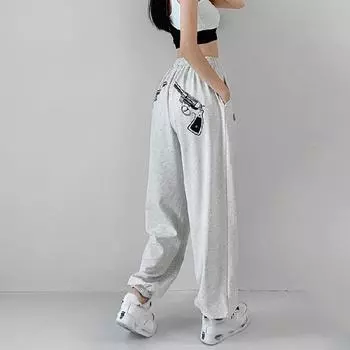 Женская корейская уличная одежда, повседневные большие размеры, Kpop, мешковатые весенние спортивные штаны с прямыми штанинами, большие размеры XXL белый