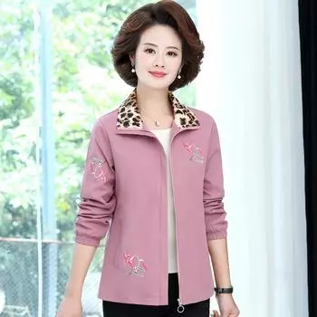 Женская корейская версия весенней куртки, короткая куртка с вышивкой, повседневная верхняя одежда для мам 5XL красный