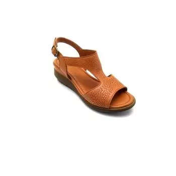 Женская коричневая кожаная обувь на танкетке Новые летние удобные дышащие повседневные качественные стильные легкие сандалии