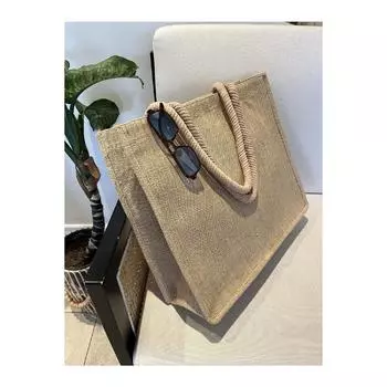 Женская коричневая соломенная пляжная сумка