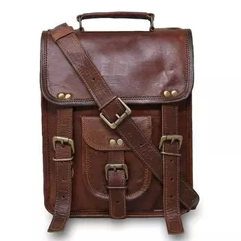 Женская коричневая винтажная сумка-саквояж для ноутбука ручной работы с изображением козла 9 x 11 x 4 in коричневый