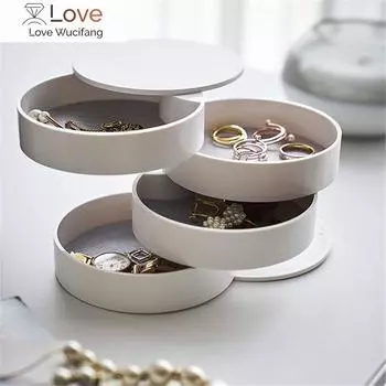 Женская коробка для хранения ювелирных изделий, 4-слойная вращающаяся подставка для хранения ювелирных аксессуаров, большая емкость, чехол для хранения ювелирных изделий с крышкой розовый