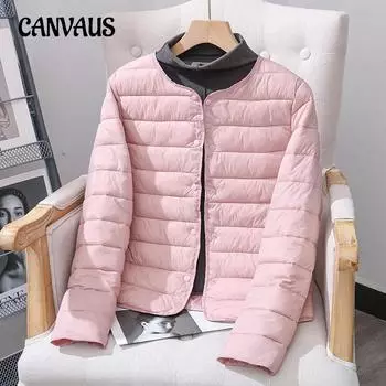 Женская короткая куртка большого размера на осень и зиму из хлопка с круглым вырезом и V-образным вырезом