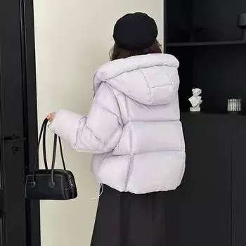 Женская короткая куртка-пуховик с вышивкой в этническом стиле с изображением феникса, новинка 2024 года, толстое свободное пальто в китайском стиле с капюшоном S 90-60 kg