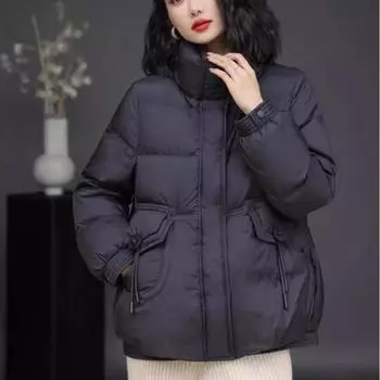 Женская короткая зимняя куртка, женская модная куртка высокого класса из белого утиного пуха L