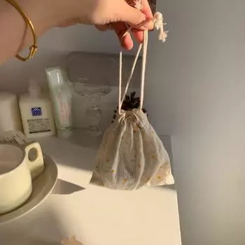 Женская косметичка для хранения ювелирных изделий с изображением ромашки, веревочная сумка, милый маленький кошелек для монет, сумка на шнурке «сделай сам», дорожная пыленепроницаемая сумка one size