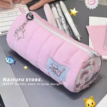 Женская косметичка с изображением кошки, большая емкость, органайзер для макияжа, портативная дорожная сумка для хранения розовый