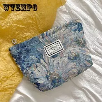 Женская косметичка с масляной живописью и принтом, портативная сумка для хранения косметики, дорожная большая вместительная ручная косметичка 20*5*16cm