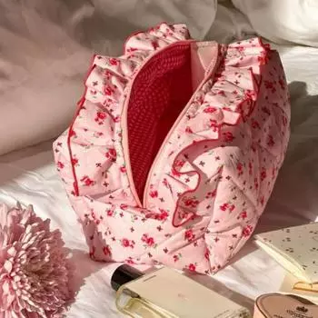 Женская косметичка с рубленым кружевом, на молнии, несессер, органайзер для косметики, милый пенал для девочек, сумка для хранения помады, косметички as show