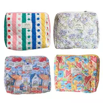 Женская косметичка, стеганая косметичка, хлопковая косметичка для дорожных кистей Style 2