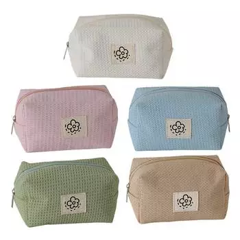 # Женская косметичка вафельная клетчатая цветочная косметичка клатч для девушек Daily Us белый