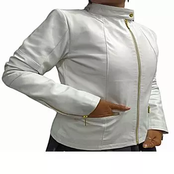 Женская косуха, мотоциклетная куртка, белая натуральная кожа ягненка, бомбер, подарок для нее, клубная куртка XS белый