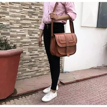 Женская кожаная дорожная сумка через плечо ручной работы, сумка через плечо 13 x 10 x 3 in коричневый