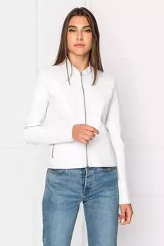 Женская кожаная куртка белая байкерская мото из чистой овчины ручной работы элегантная повседневная S белый