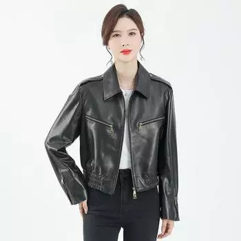 Женская кожаная куртка из натуральной кожи, женская новая весенне-осенняя модная короткая куртка из овчины высокого качества S