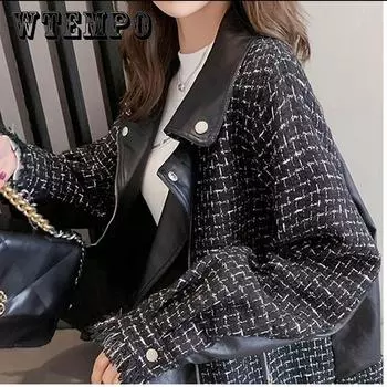 Женская кожаная куртка весенне-осенних моделей, универсальная свободная короткая куртка для маленьких детей XXL