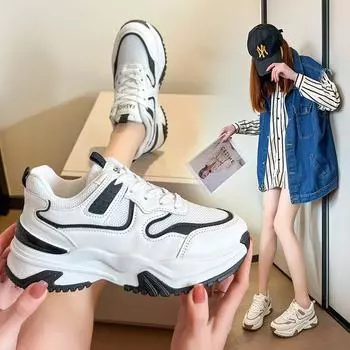 Женская кожаная обувь, обувь для папы, весенняя шикарная женская обувь в гонконгском стиле в ретро-стиле, универсальные маленькие повседневные кроссовки 35