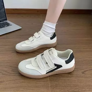 Женская кожаная обувь осень-зима 2024 года, новая корейская версия повседневных ретро-туфель на плоской подошве для женщин 36 бежевый