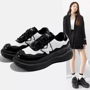 Женская кожаная обувь Туфли для папы Туфли-лодочки Туфли в британском стиле Женская обувь Французские черные лоферы Кожаные туфли на платформе 35 белый