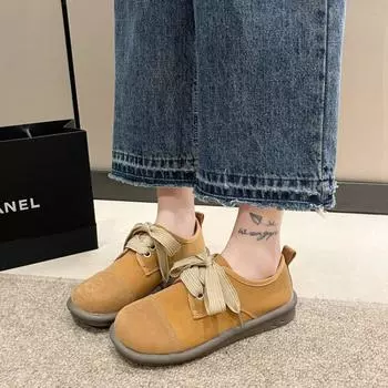 Женская кожаная повседневная обувь на плоской подошве с квадратным носком, весенне-осенние ретро-туфли из кожи, оксфорды, модные, легкие, мягкие, новые 35