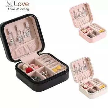 Женская кожаная шкатулка для украшений, органайзер, дорожный футляр для хранения сережек, колец, ожерелий, мини-портативный чехол на молнии для украшений Mini розовый